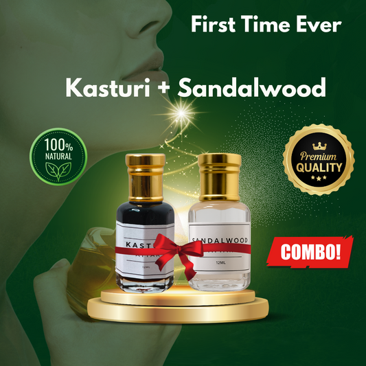 ✨ Kasturi & Sandalwood Attar Combo – A Divine Fusion of Musk & Wood! ✨